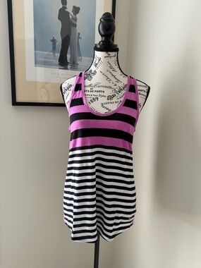 PINK Victoria's Secret Pink, Black & White Striped Racerback Tank